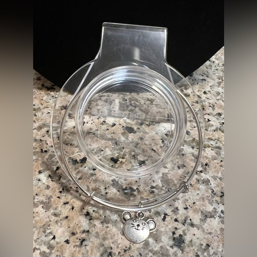 Silver Bangle Bracelet with Bear Charm